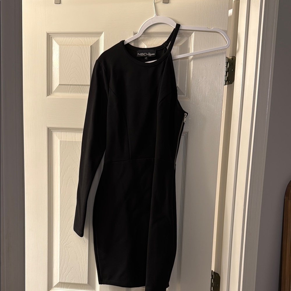 NBD Black One-Shoulder Dress